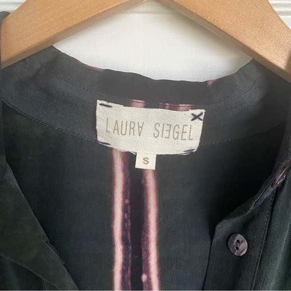 LAURA SIEGEL Moss Grid Silk Button Down Shirt Dress size Small - Picture 5 of 8